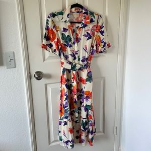 Sezane Floral Button down Silk shirt dress